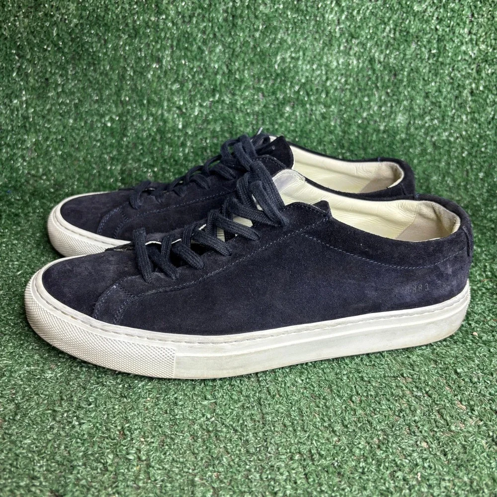 Woman by Common Projects Original Achilles Low Suede Luxury Sneaker Blue Women 8